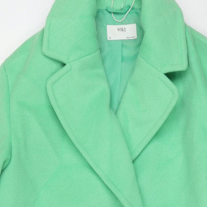 Marks & Spencer Womens Green Pea Coat Coat Size 12 Button