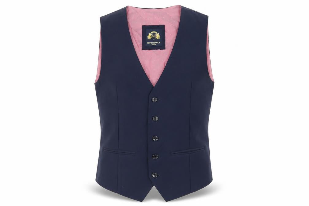 Marc Darcy Mens Blue Polyester Jacket Suit Waistcoat Size 40 Regular