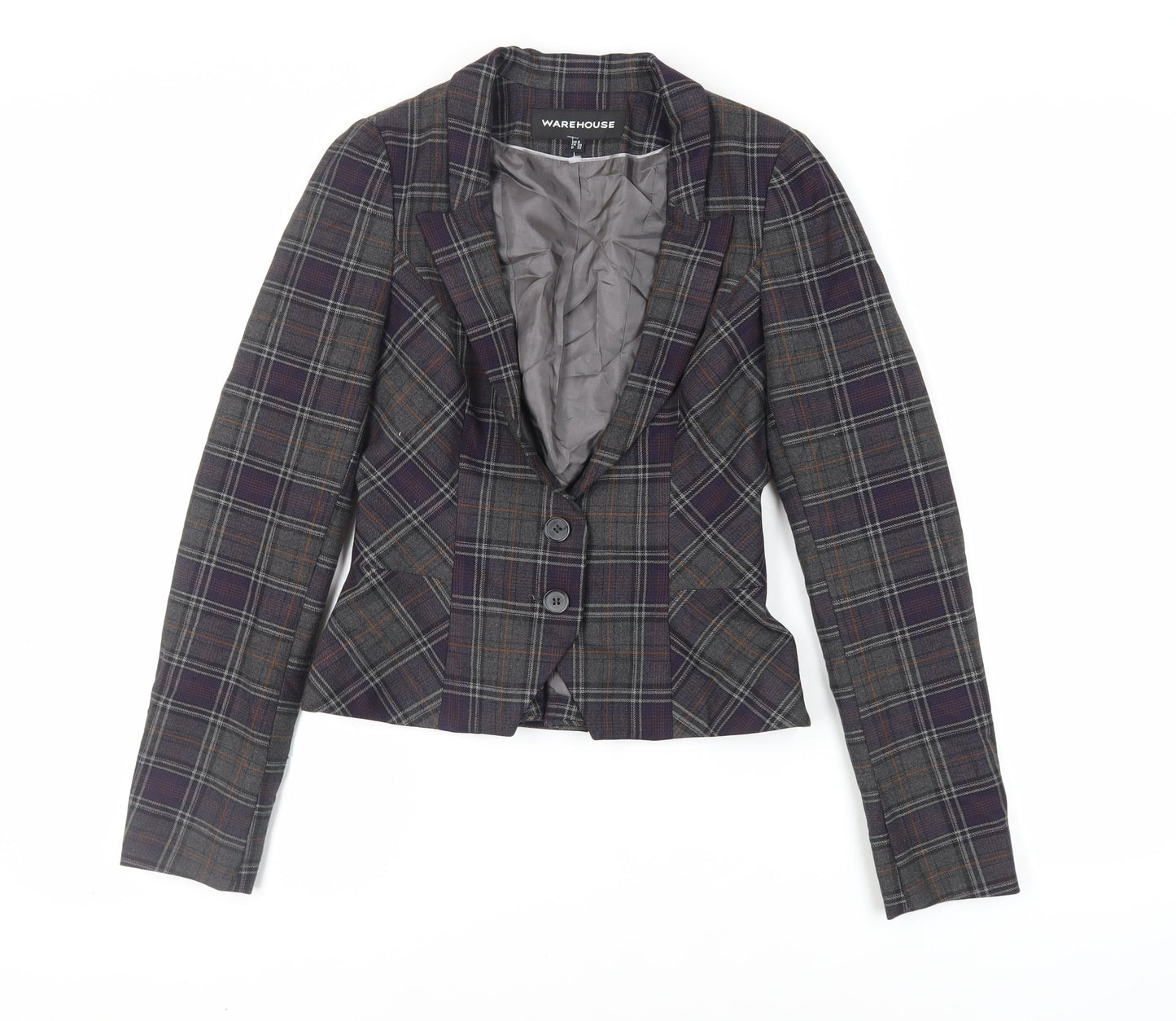 Warehouse Womens Green Plaid Jacket Blazer Size 6 Button
