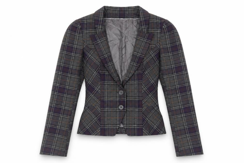 Warehouse Womens Green Plaid Jacket Blazer Size 6 Button