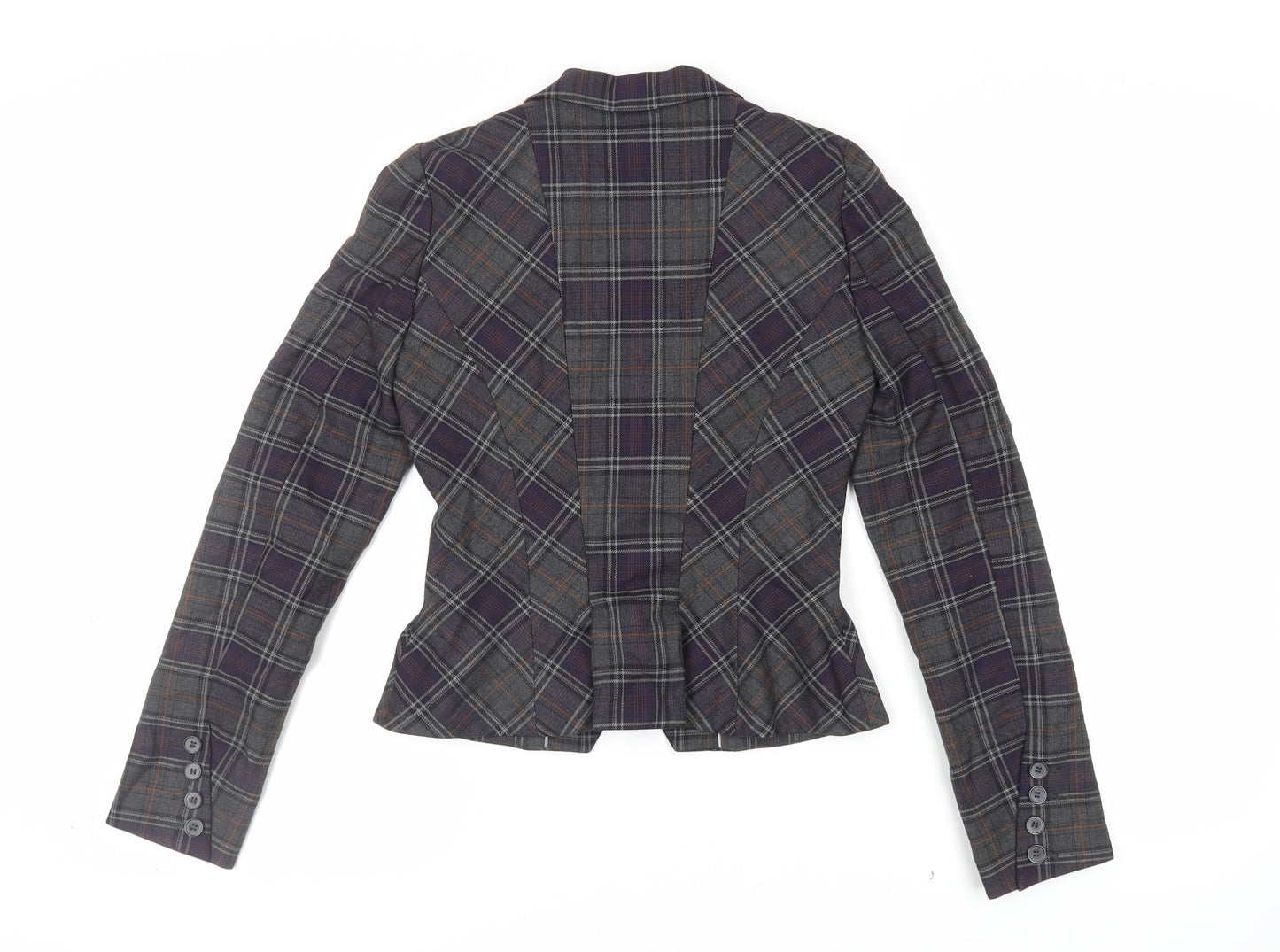 Warehouse Womens Green Plaid Jacket Blazer Size 6 Button