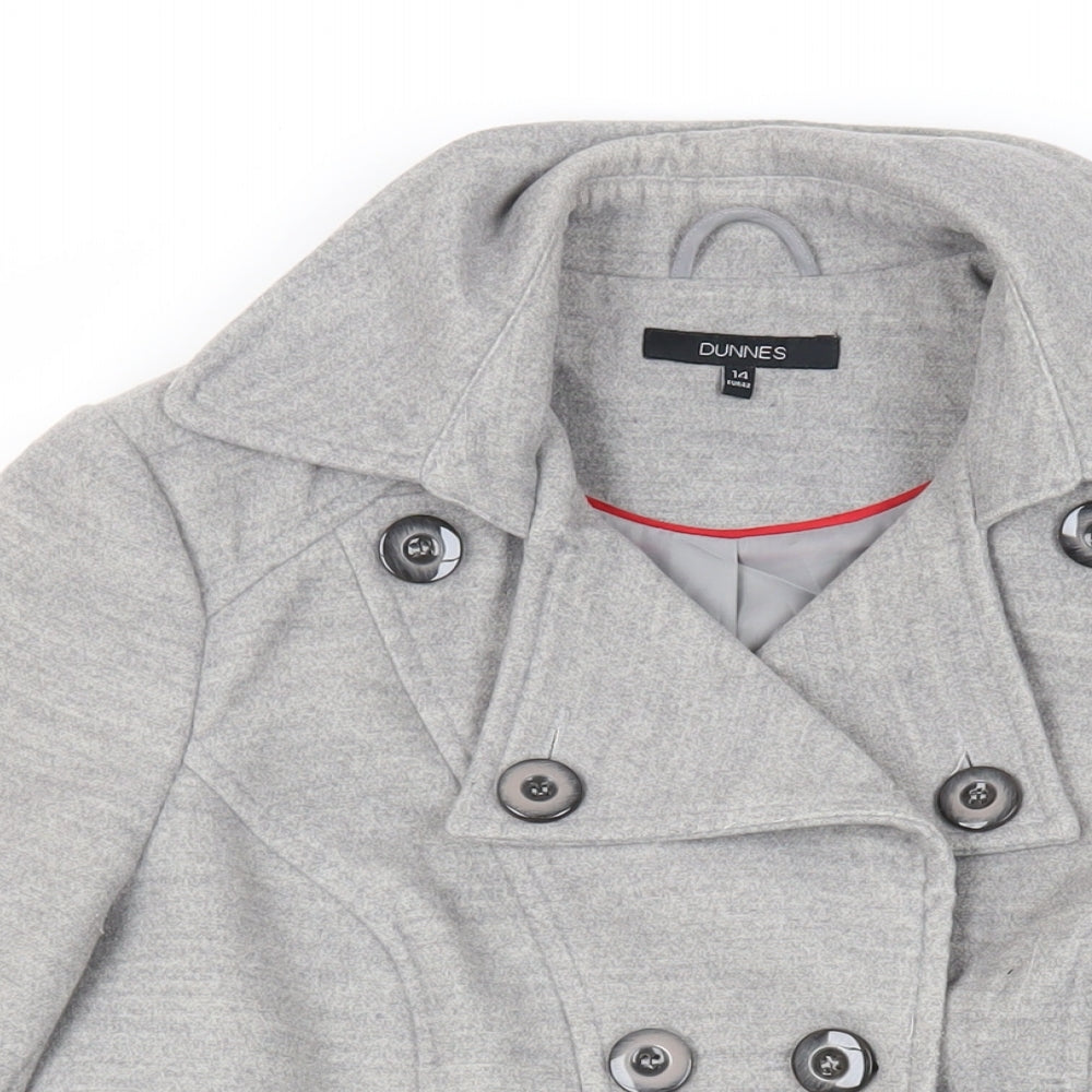 Dunnes Stores Womens Grey Pea Coat Coat Size 14 Button