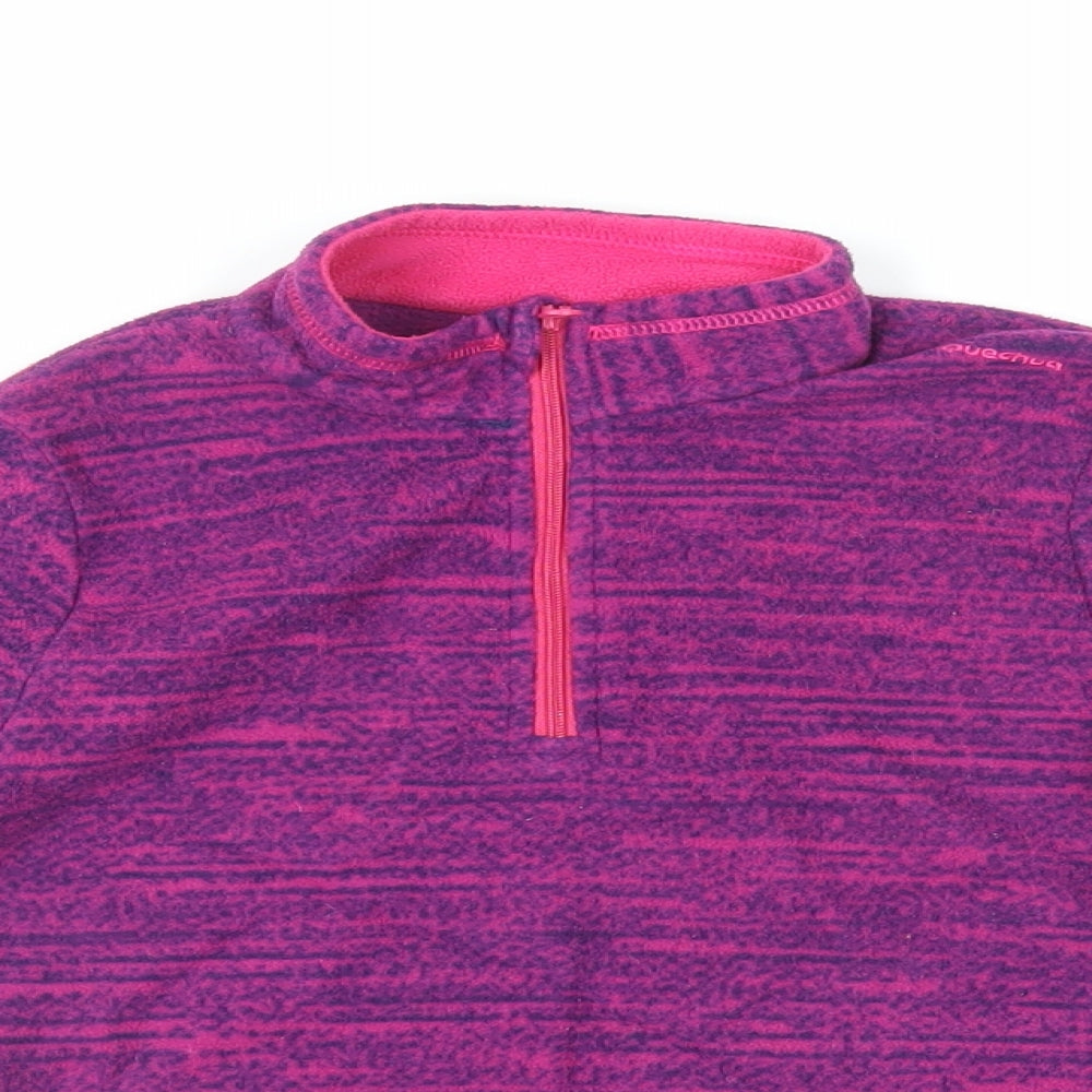 DECATHLON Girls Purple Polyester Pullover Sweatshirt Size 6 Years Zip