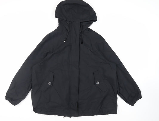 Marks and Spencer Mens Black Jacket Size M Zip - Hooded