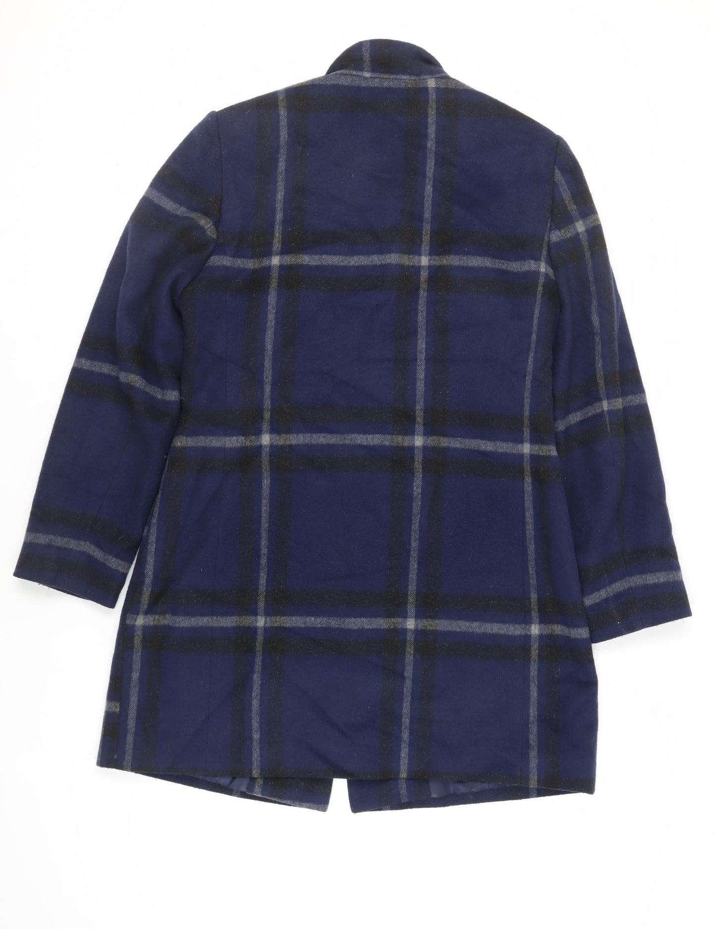Bonmarché Womens Blue Plaid Pea Coat Coat Size 12 Button
