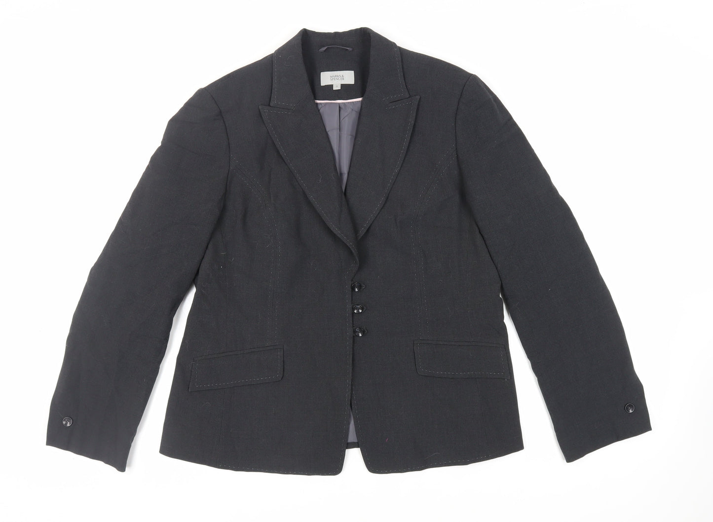 Marks and Spencer Womens Grey Jacket Blazer Size 18 Button
