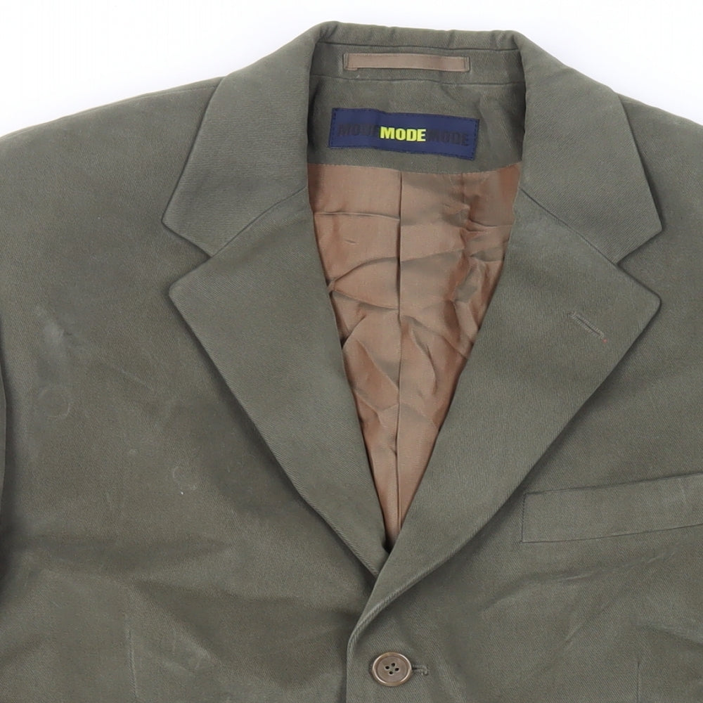 Mode Mens Green Cotton Jacket Blazer Size 40 Regular