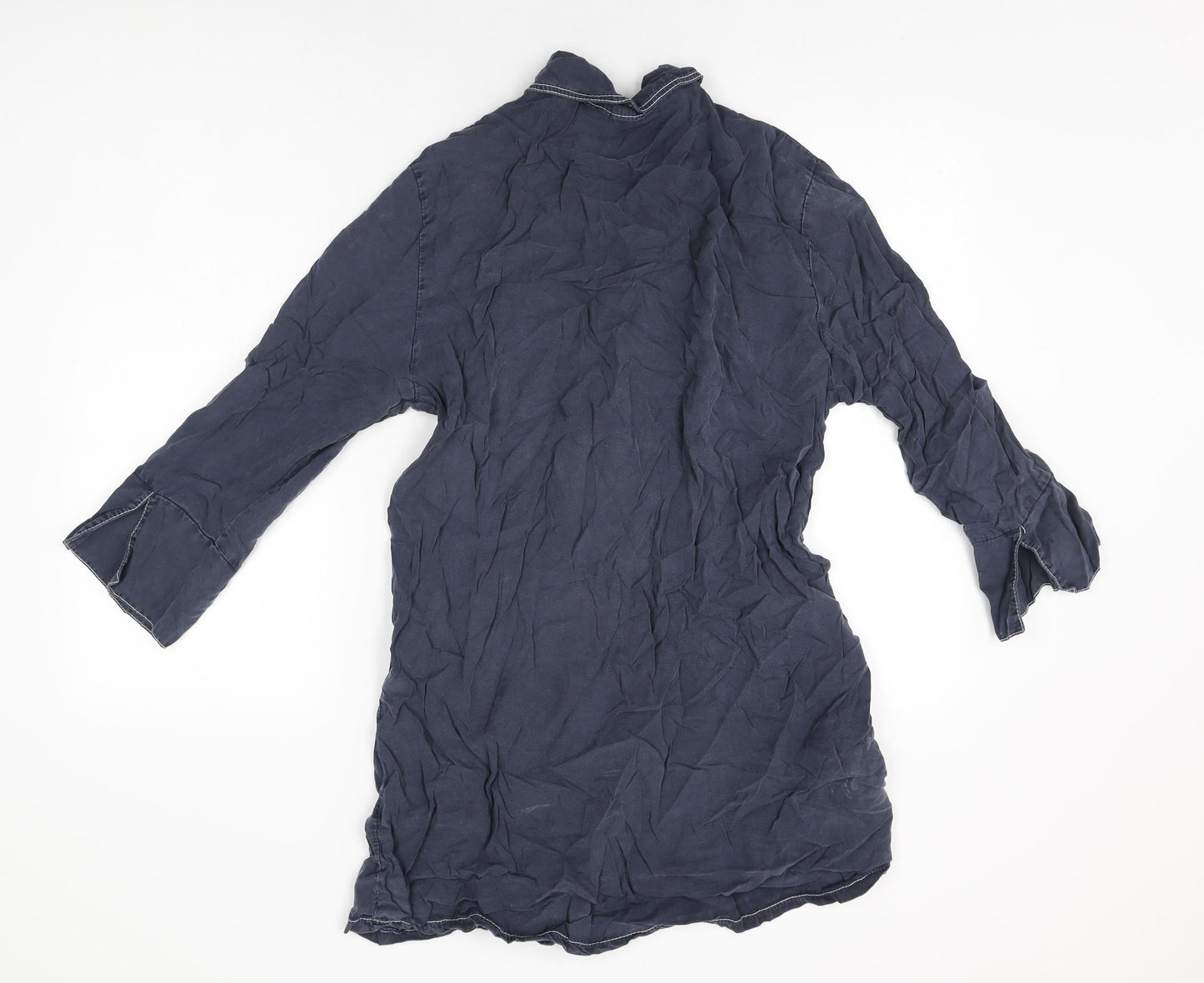 New Collection Womens Blue Lyocell Basic Button-Up Size M Collared