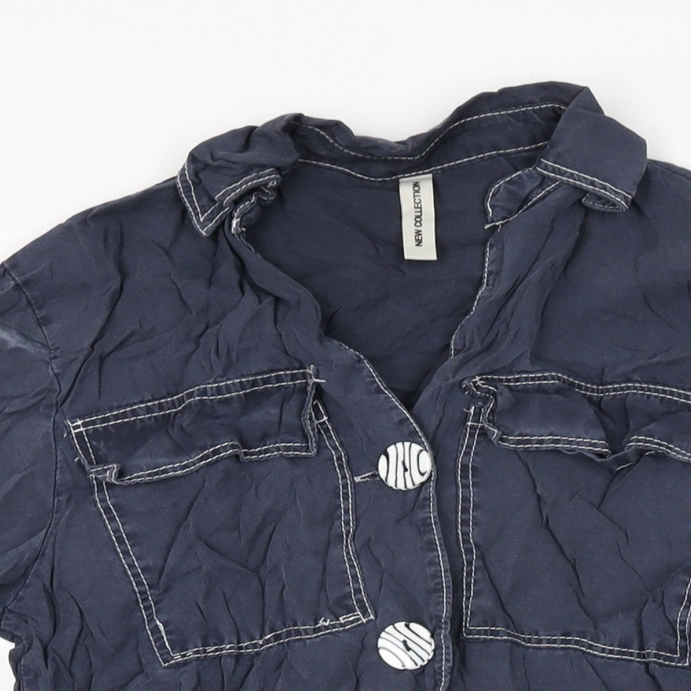 New Collection Womens Blue Lyocell Basic Button-Up Size M Collared