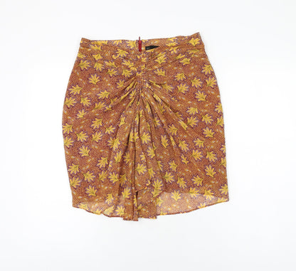 Additional front view of Sfera women’s multicoloured floral polyester mini skirt, size M, zip