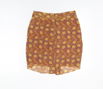 Back view of Sfera women’s multicoloured floral polyester mini skirt, size M, zip
