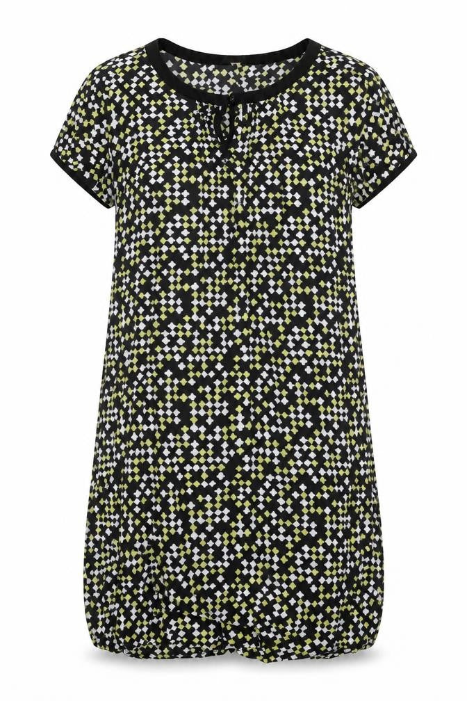 Monsoon Womens Black Geometric Viscose Shift Size 12 Round Neck Pullover