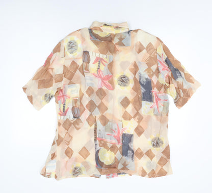 Watercolours Womens Multicoloured Geometric Viscose Basic Button-Up Size 16 Collared