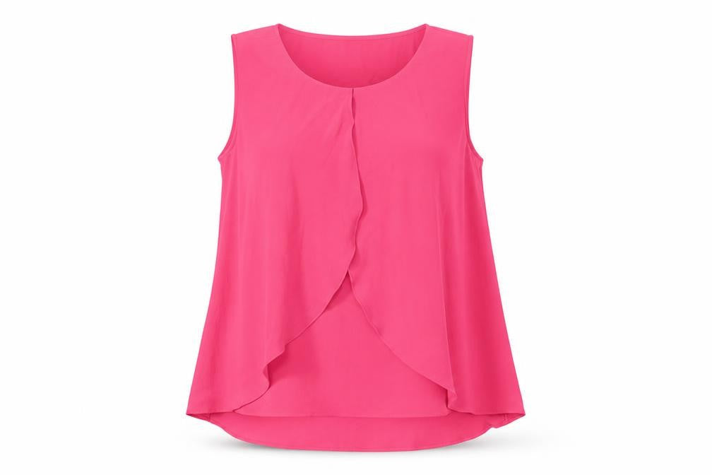 M&Co Womens Pink Polyester Basic Blouse Size 10 Round Neck