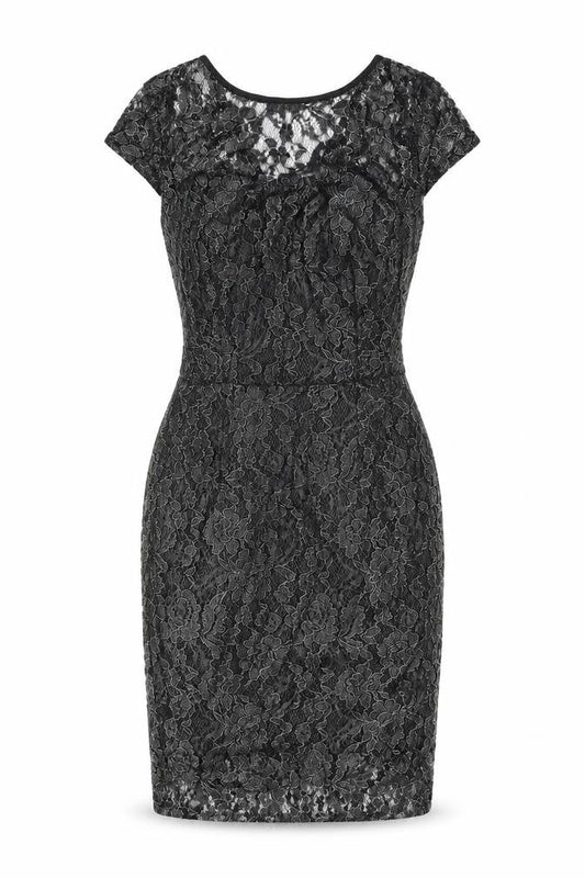 Dorothy Perkins Womens Black Floral Viscose Bodycon Size 8 Round Neck Zip
