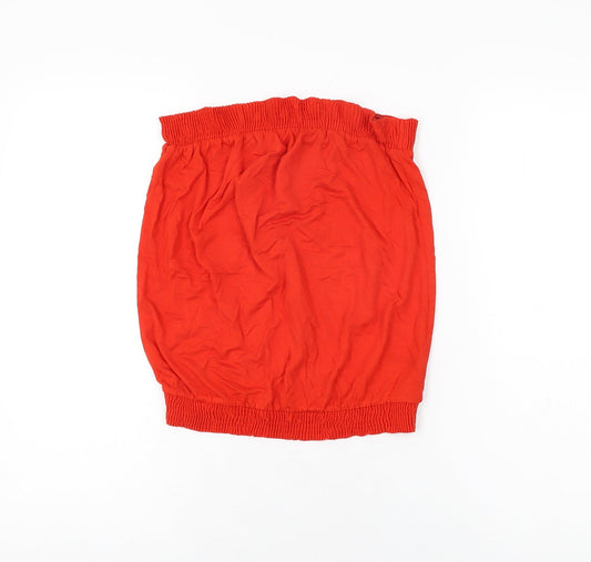 NEXT Womens Red Viscose Basic T-Shirt Size 10 Off the Shoulder