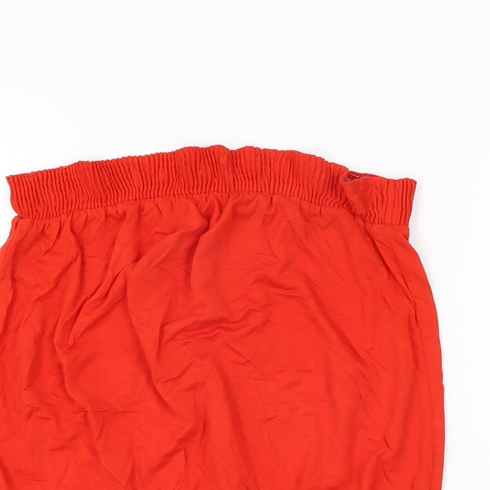 NEXT Womens Red Viscose Basic T-Shirt Size 10 Off the Shoulder