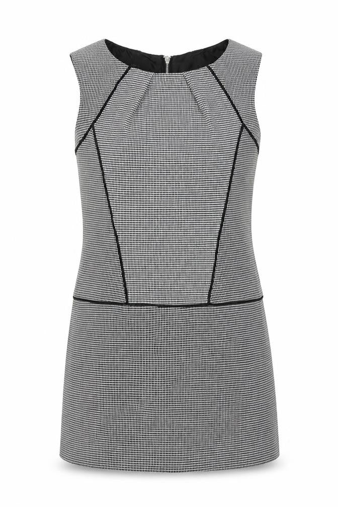 NEXT Womens White Geometric Polyester Shift Size 10 Round Neck Zip
