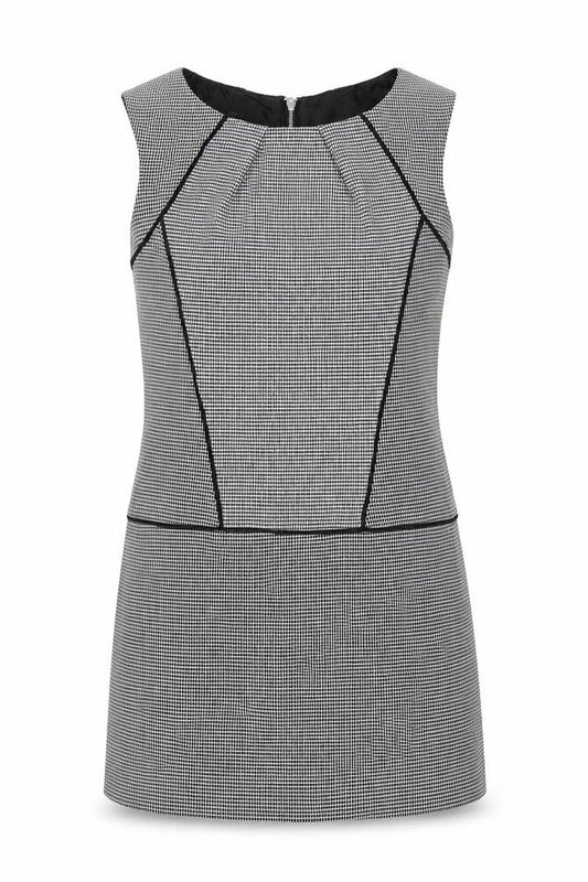 Next Womens White Geometric Polyester Shift Size 10 Round Neck Zip