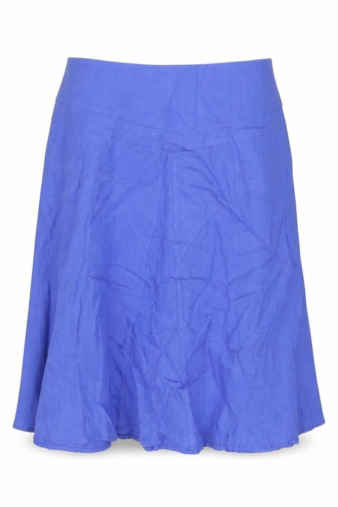 Chesca Womens Blue Linen Flare Skirt Size 14 Zip