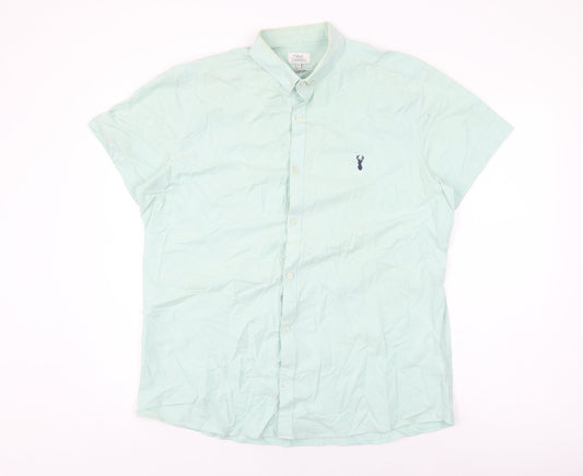 NEXT Mens Green Cotton Button-Up Size XL Collared Button