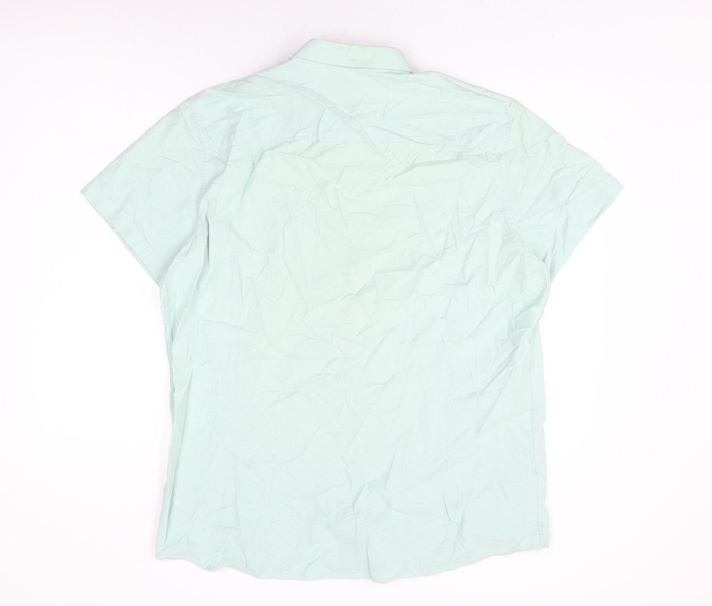 NEXT Mens Green Cotton Button-Up Size XL Collared Button