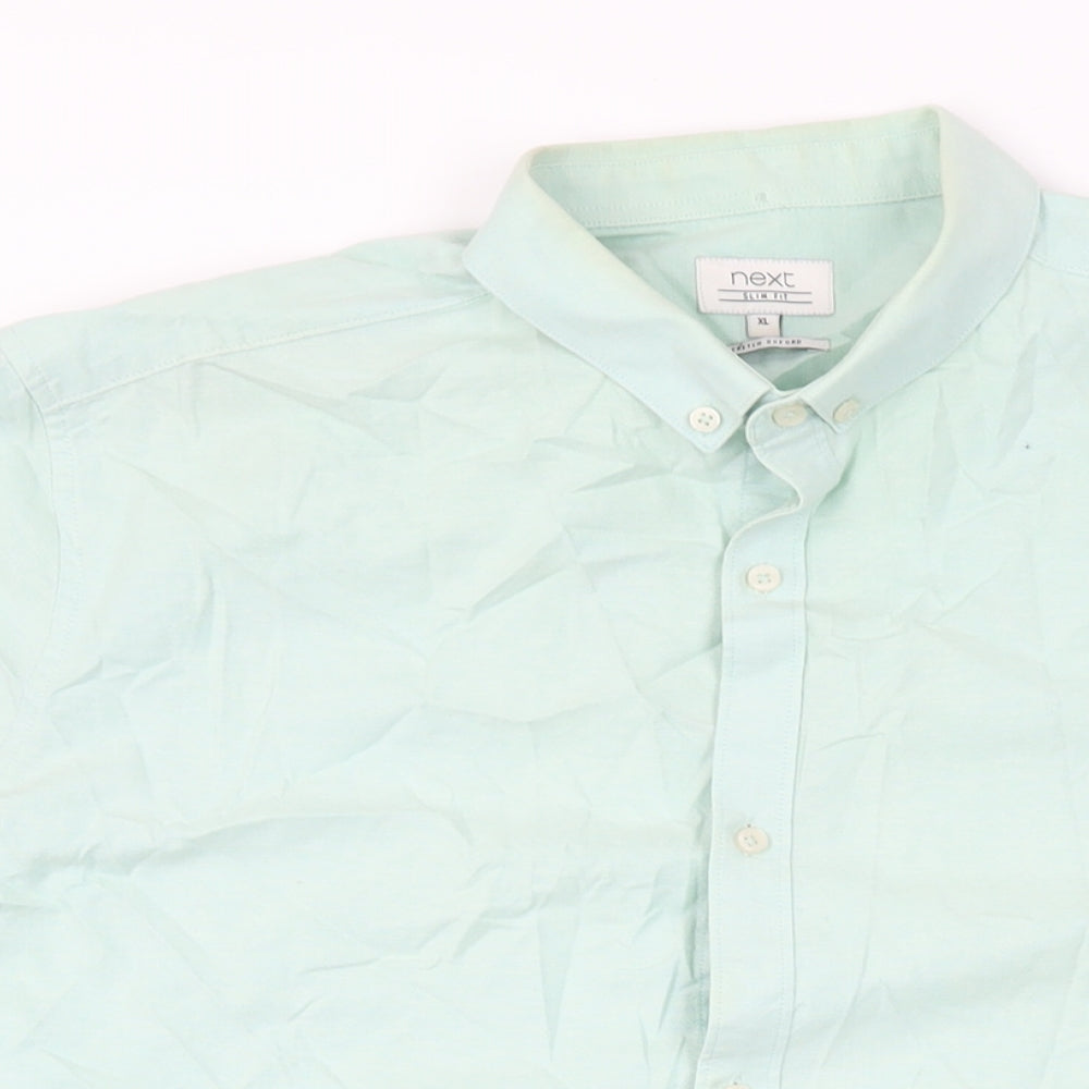 NEXT Mens Green Cotton Button-Up Size XL Collared Button