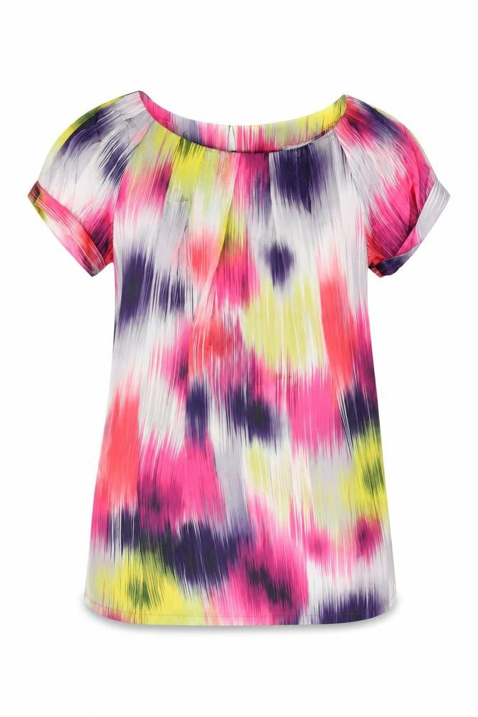Dorothy Perkins Womens Multicoloured Geometric Polyester Basic T-Shirt Size 14 Round Neck