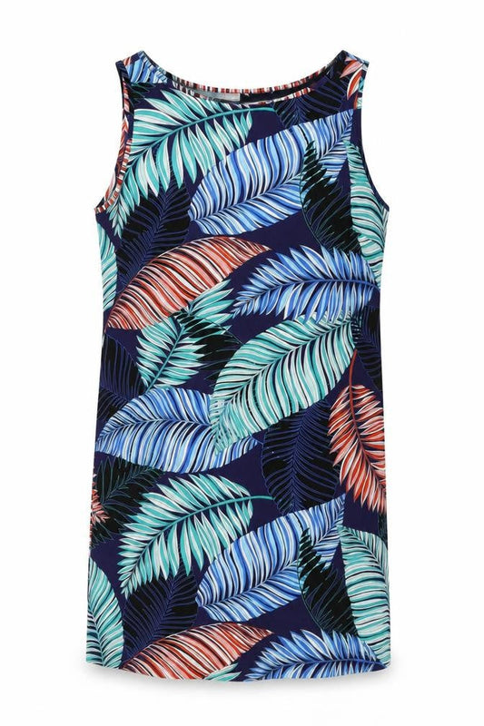 M&Co Womens Blue Geometric Polyester Shift Size 14 Round Neck Pullover