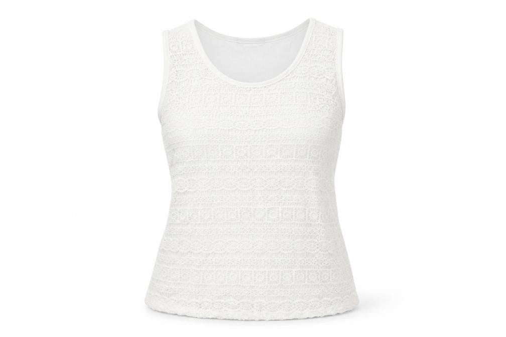 Avenue Womens White Geometric Viscose Basic T-Shirt Size 18 Round Neck