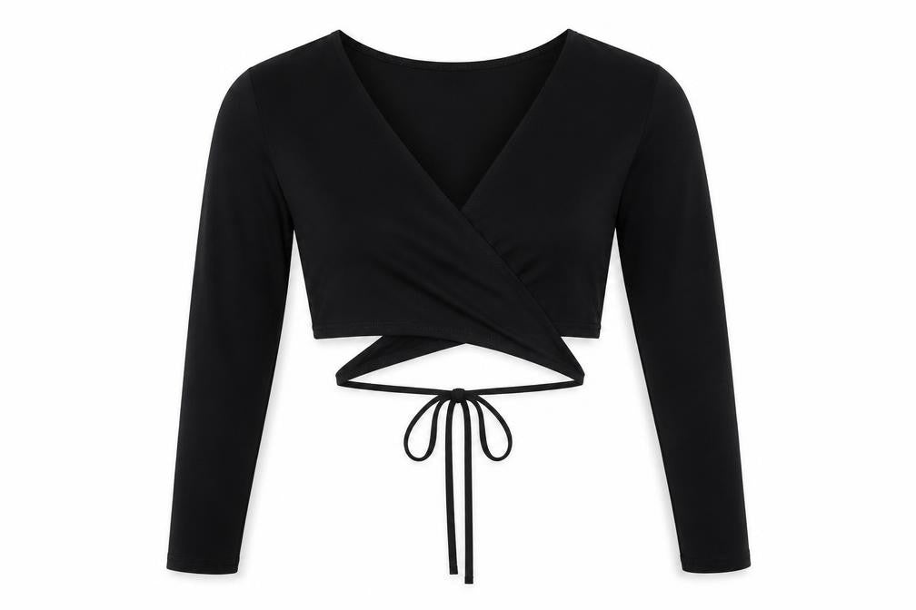 I SAW IT FIRST Womens Black Polyester Wrap T-Shirt Size 16 V-Neck