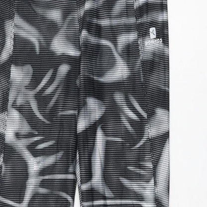 Decathlon Womens Black Geometric Polyester Pedal Pusher Leggings Size 30 in L31 in Regular Pullover