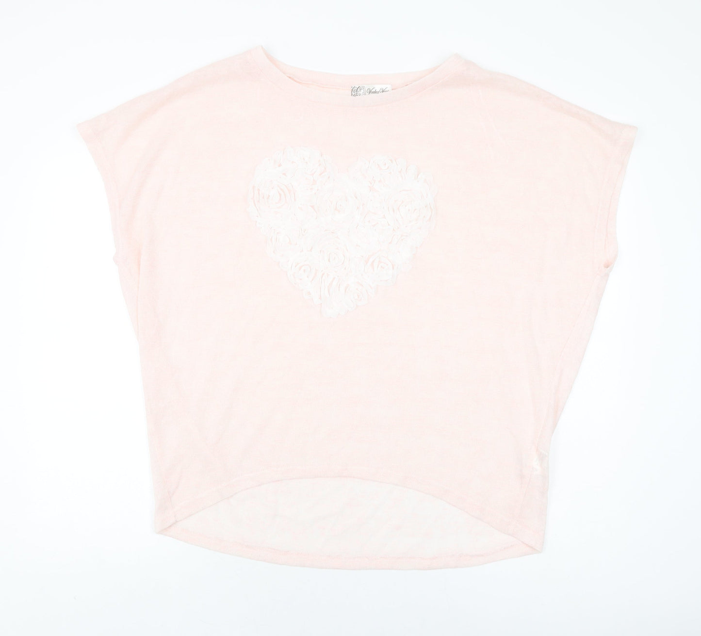 Vouley Vous Womens Pink Polyester Basic T-Shirt Size M Round Neck