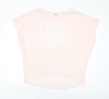 Vouley Vous Womens Pink Polyester Basic T-Shirt Size M Round Neck