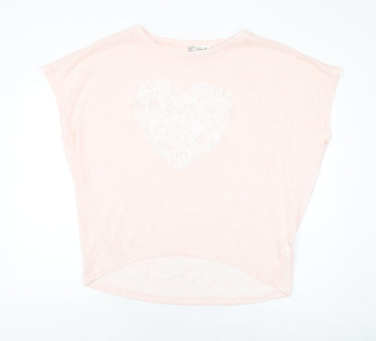 Vouley Vous Womens Pink Polyester Basic T-Shirt Size M Round Neck