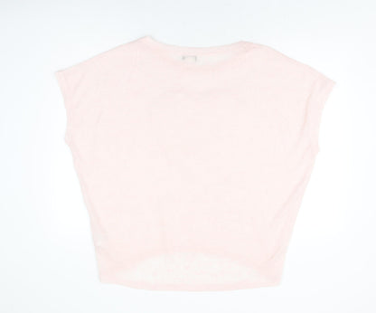 Vouley Vous Womens Pink Polyester Basic T-Shirt Size M Round Neck