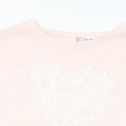Vouley Vous Womens Pink Polyester Basic T-Shirt Size M Round Neck