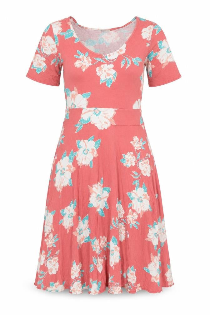 Damart Womens Pink Floral Viscose A-Line Size 12 Round Neck Pullover