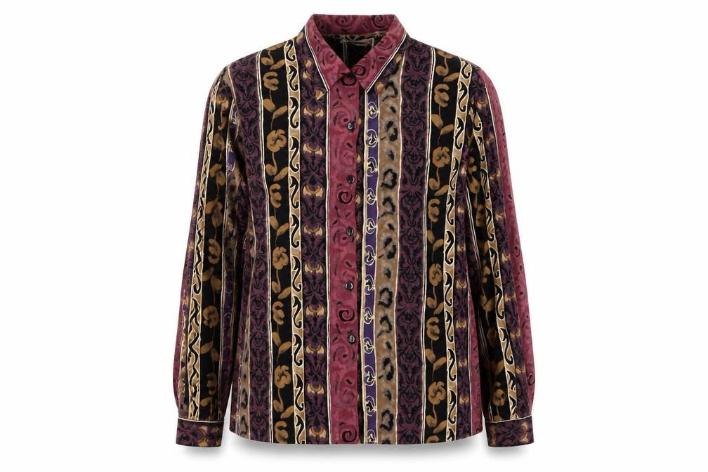 The Edinburgh Collection Womens Multicoloured Geometric Polyester Basic Button-Up Size 20 Collared