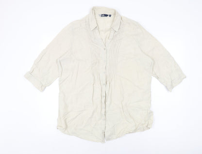 Isle Womens Beige Linen Basic Button-Up Size 18 Collared