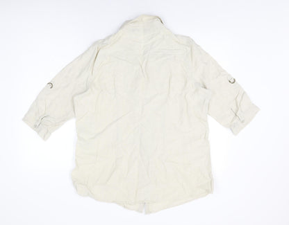 Isle Womens Beige Linen Basic Button-Up Size 18 Collared