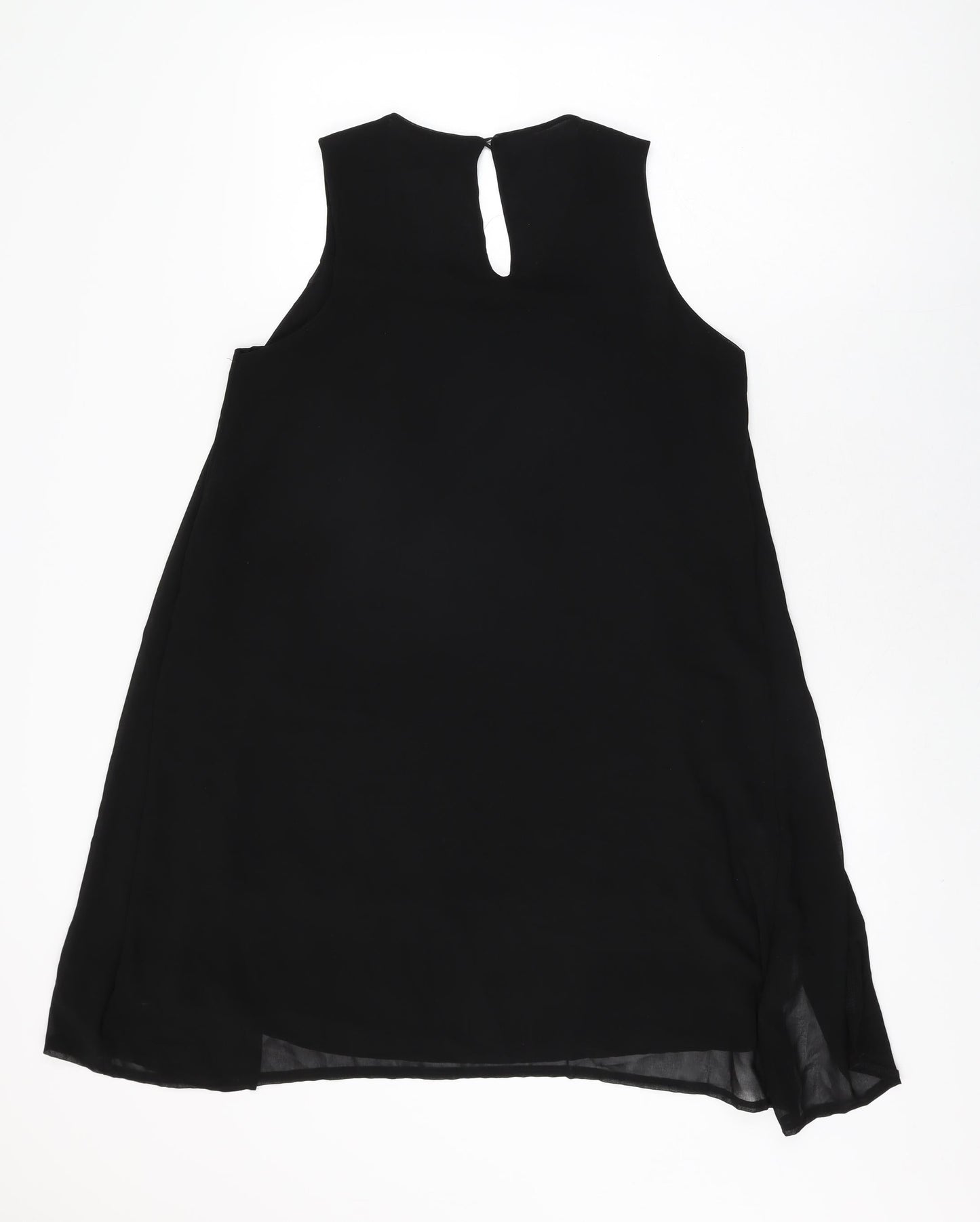 Sabrina Diamanti Womens Black Polyester Shift Size S Round Neck Button