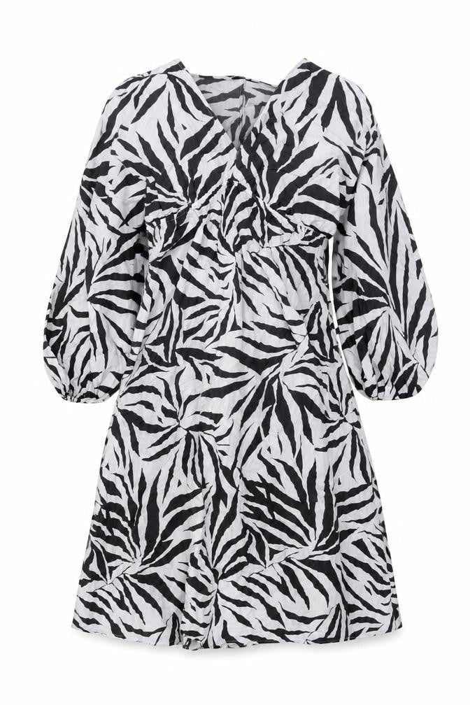 Marks & Spencer Womens White Animal Print Polyamide A-Line Size 14 V-Neck Pullover