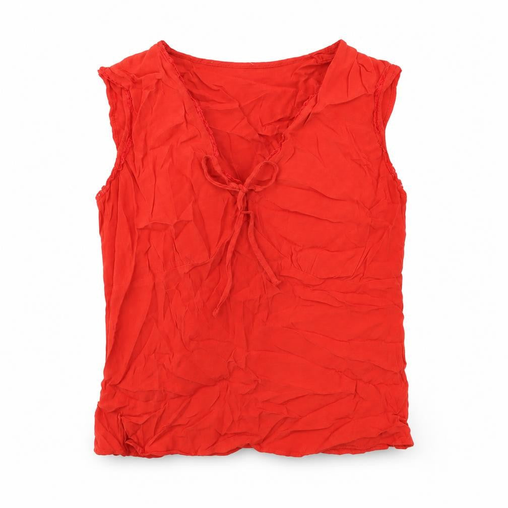 Marks & Spencer Womens Red Viscose Basic T-Shirt Size 14 V-Neck