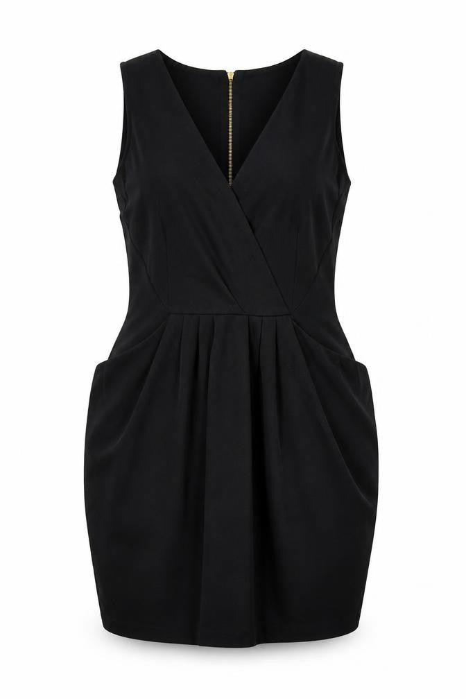 Closet Womens Black Polyester Bodycon Size 14 V-Neck Zip