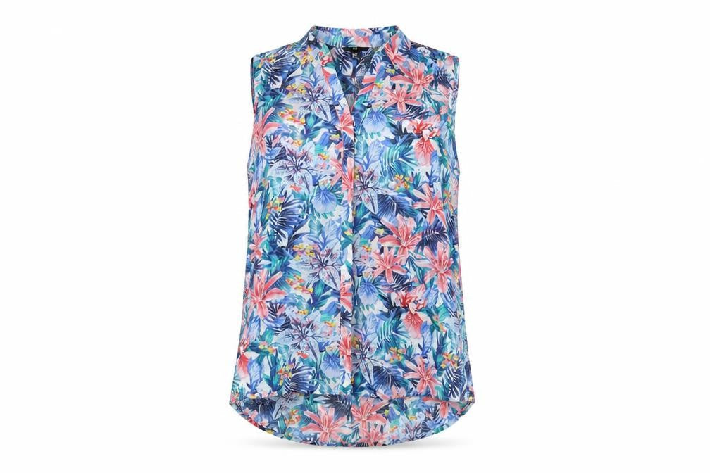 H&M Womens Multicoloured Floral Polyester Basic Button-Up Size 14 Collared