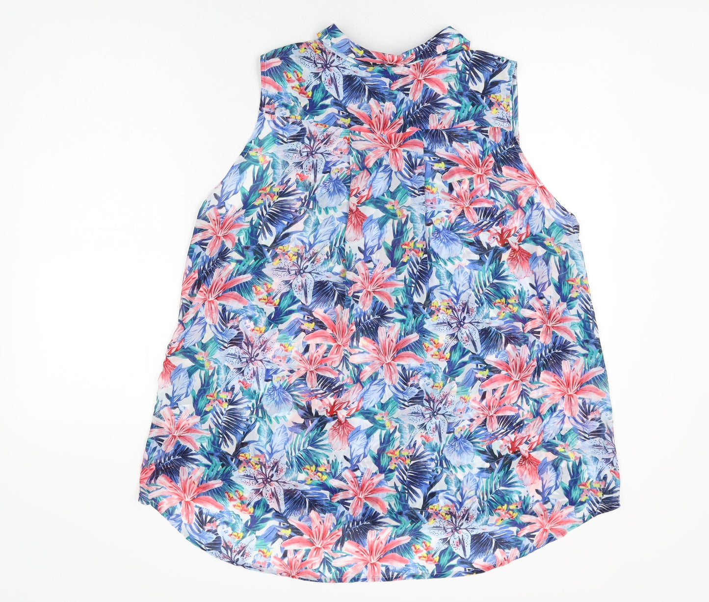H&M Womens Multicoloured Floral Polyester Basic Button-Up Size 14 Collared
