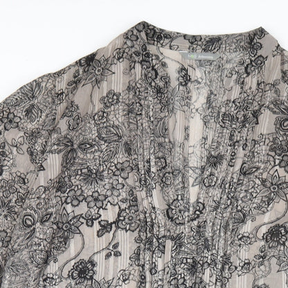 Marks & Spencer Womens Grey Geometric Polyester Basic Blouse Size 14 V-Neck