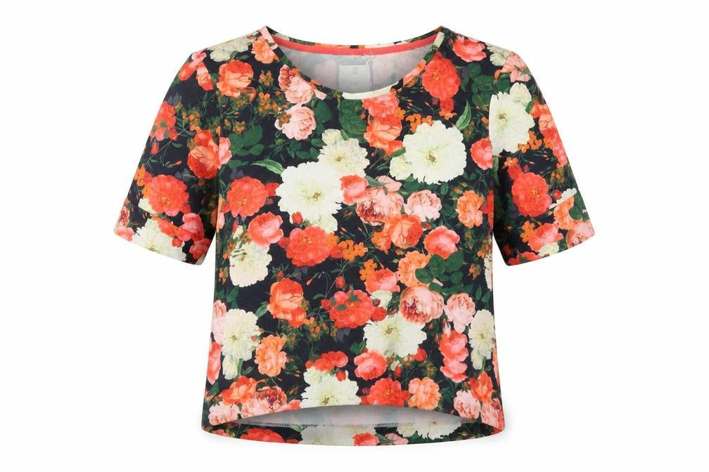NEXT Womens Multicoloured Floral Polyester Basic T-Shirt Size 12 Round Neck