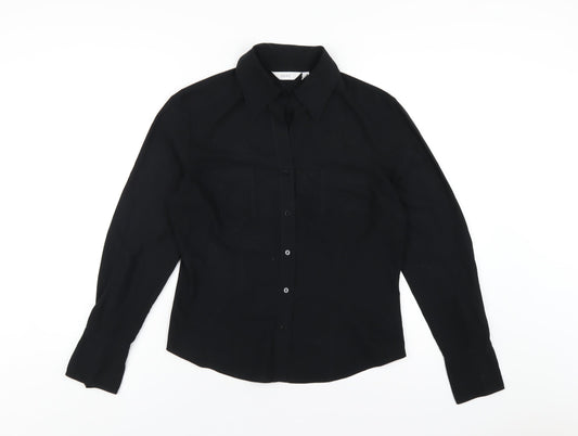 NEXT Womens Black Polyester Basic Button-Up Size 14 Collared